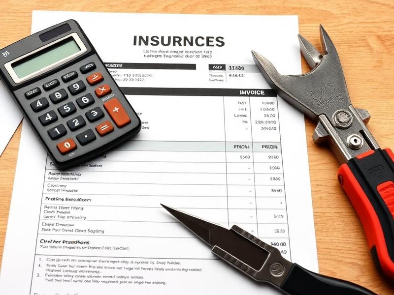 Garage door repair cost estimate document with calculator and tools