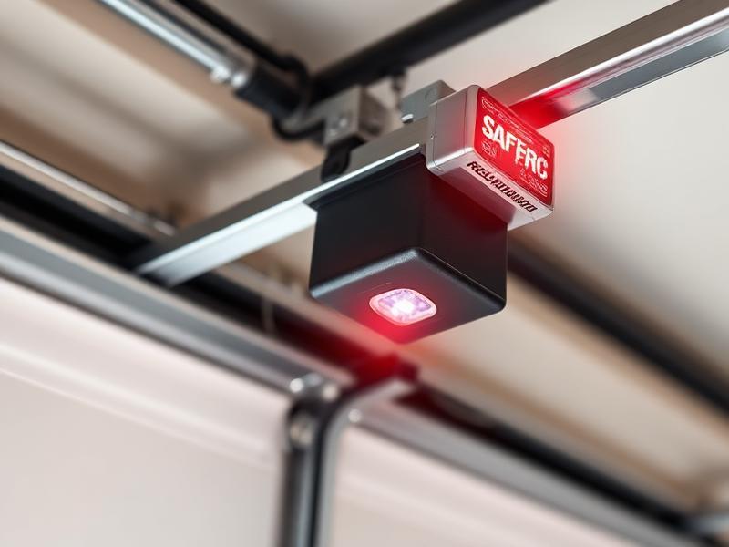 Garage door safety sensor and reversal testing mechanism